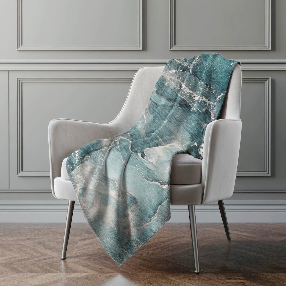 Premium Machine Washable ASB518 Teal 50" x 70" Sherpa Throw Blanket. Picture 4