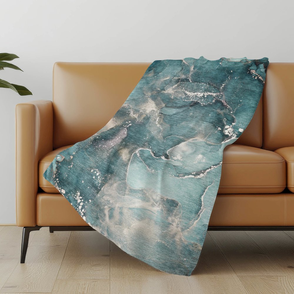 Premium Machine Washable ASB518 Teal 50" x 70" Sherpa Throw Blanket. Picture 5