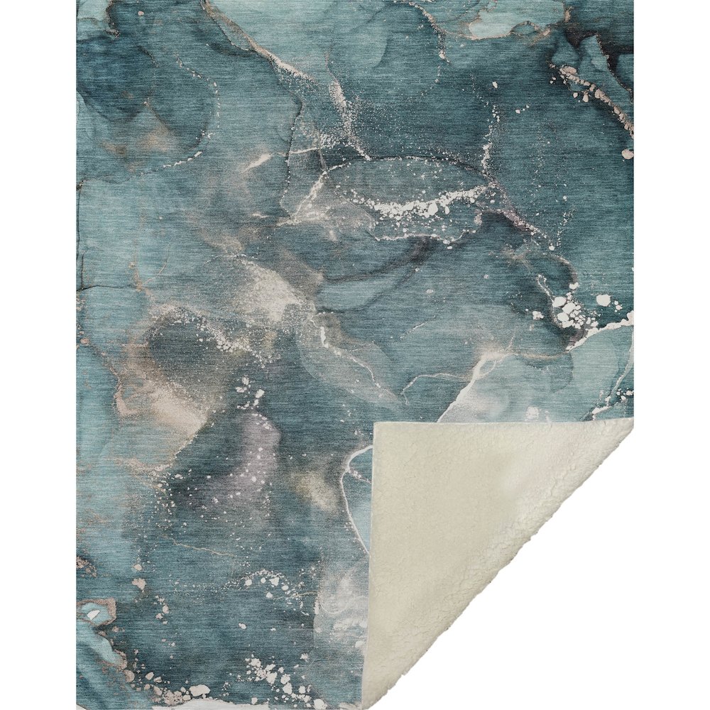Premium Machine Washable ASB518 Teal 50" x 70" Sherpa Throw Blanket. Picture 1