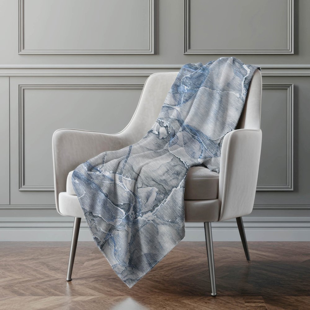 Premium Machine Washable ASB519 Blue 50" x 70" Sherpa Throw Blanket. Picture 4