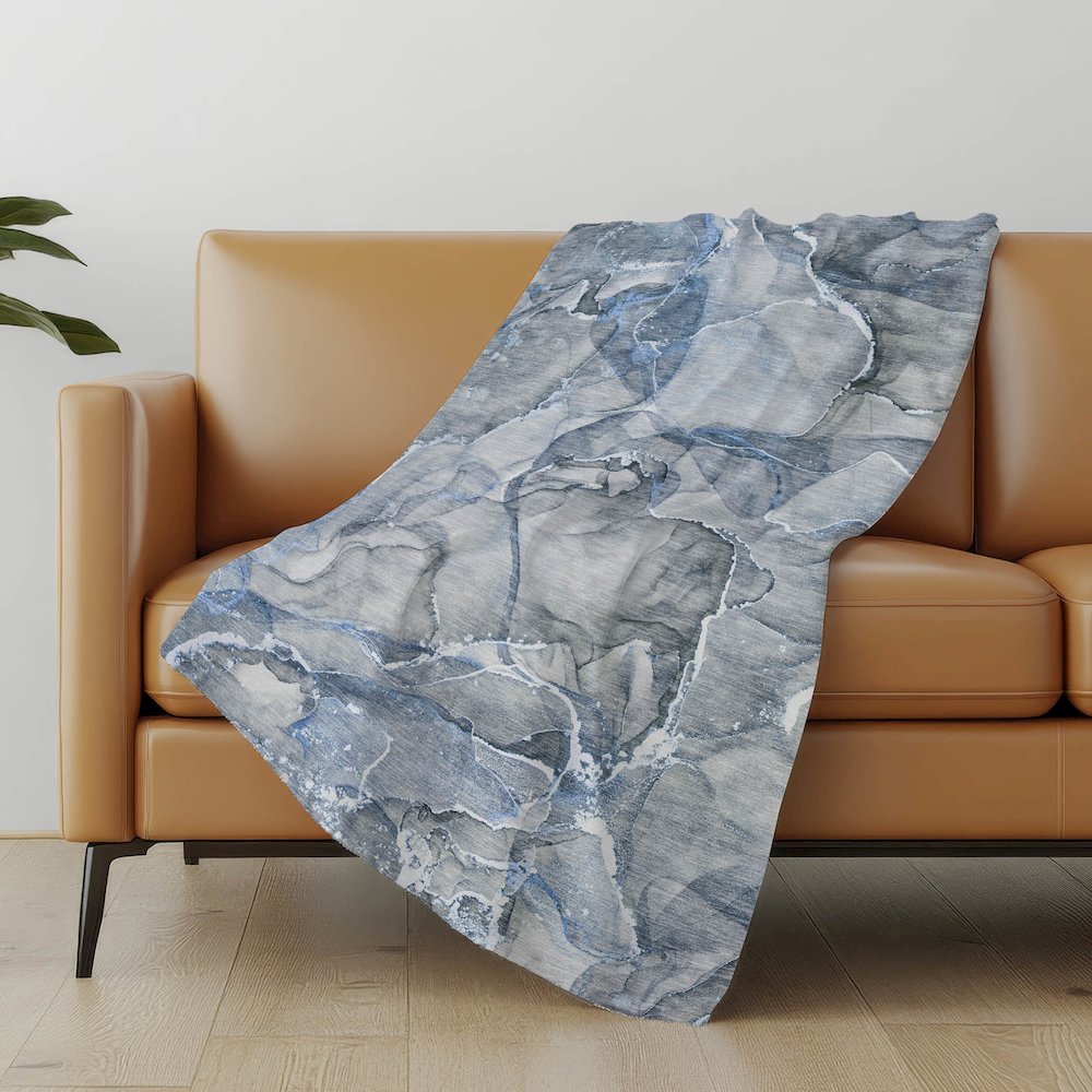 Premium Machine Washable ASB519 Blue 50" x 70" Sherpa Throw Blanket. Picture 5