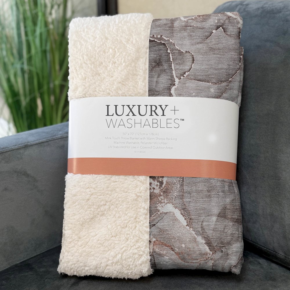 Premium Machine Washable ASB519 Gray 50" x 70" Sherpa Throw Blanket. Picture 3
