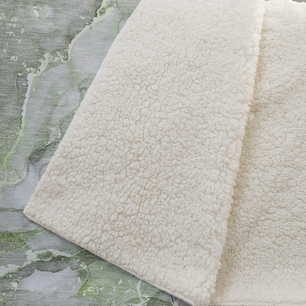 Premium Machine Washable ASB519 Green 50" x 70" Sherpa Throw Blanket. Picture 2