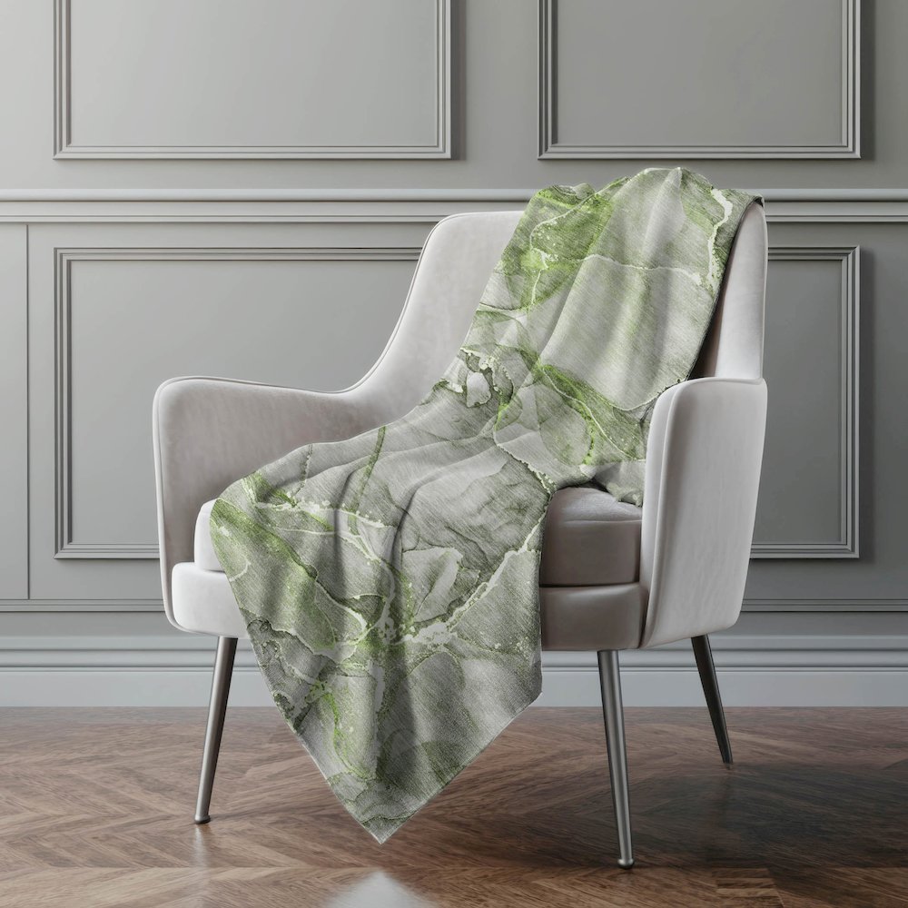 Premium Machine Washable ASB519 Green 50" x 70" Sherpa Throw Blanket. Picture 4