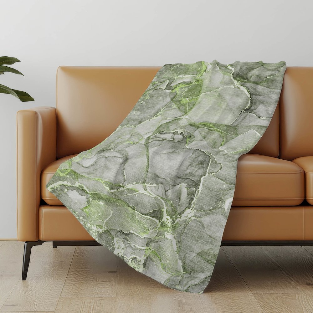Premium Machine Washable ASB519 Green 50" x 70" Sherpa Throw Blanket. Picture 5