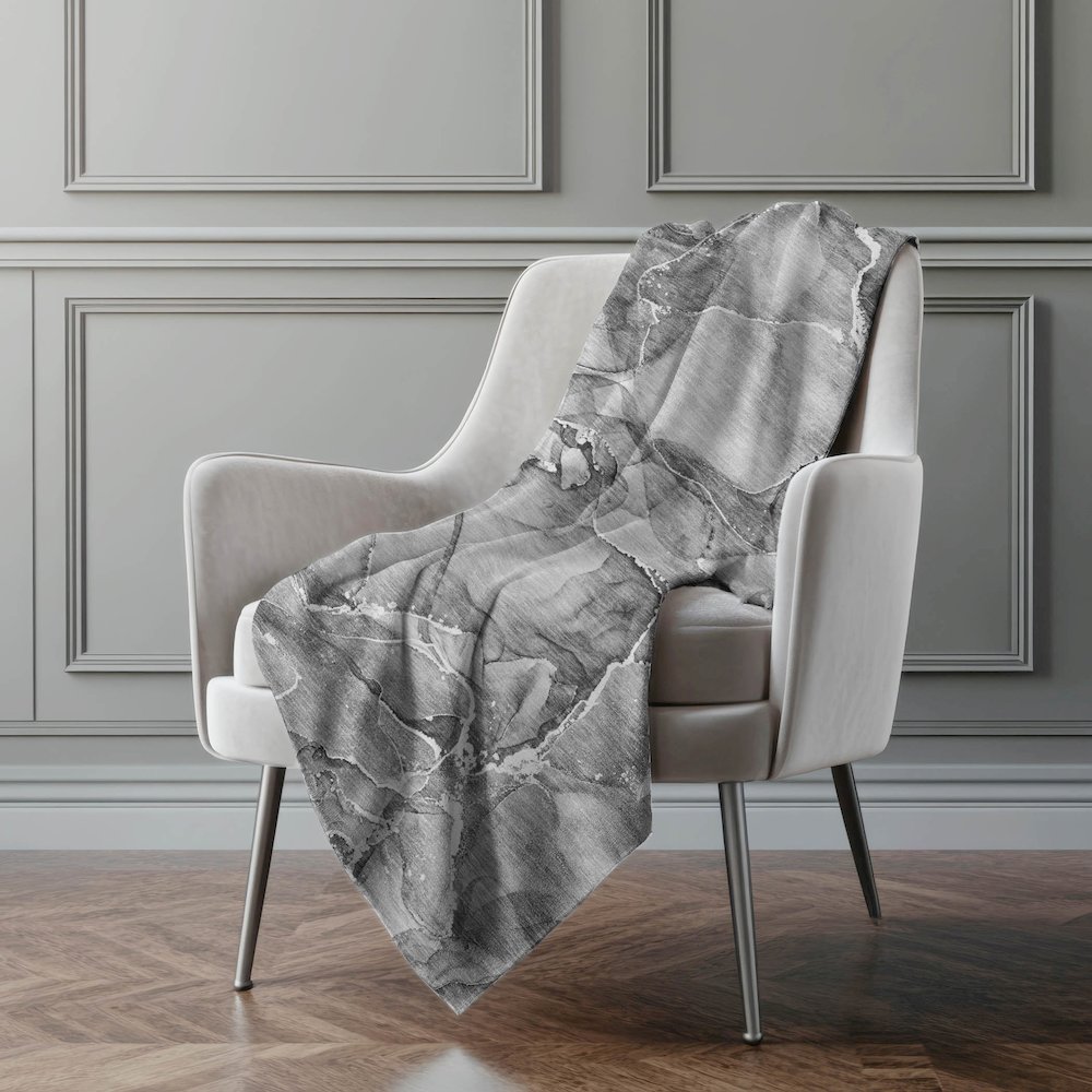 Premium Machine Washable ASB519 Pewter 50" x 70" Sherpa Throw Blanket. Picture 4