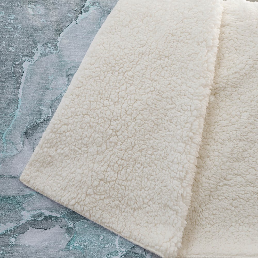 Premium Machine Washable ASB519 Teal 50" x 70" Sherpa Throw Blanket. Picture 2