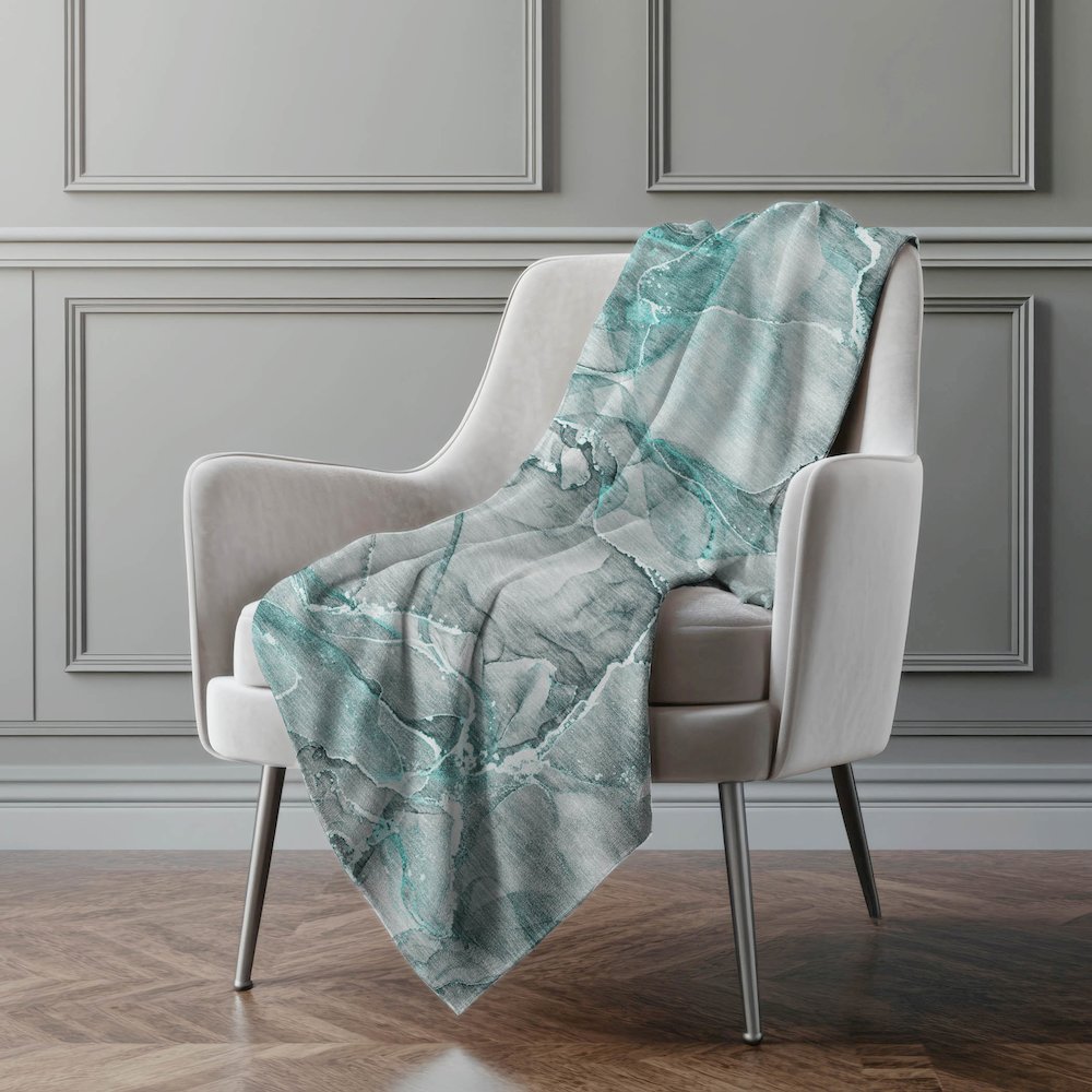 Premium Machine Washable ASB519 Teal 50" x 70" Sherpa Throw Blanket. Picture 4