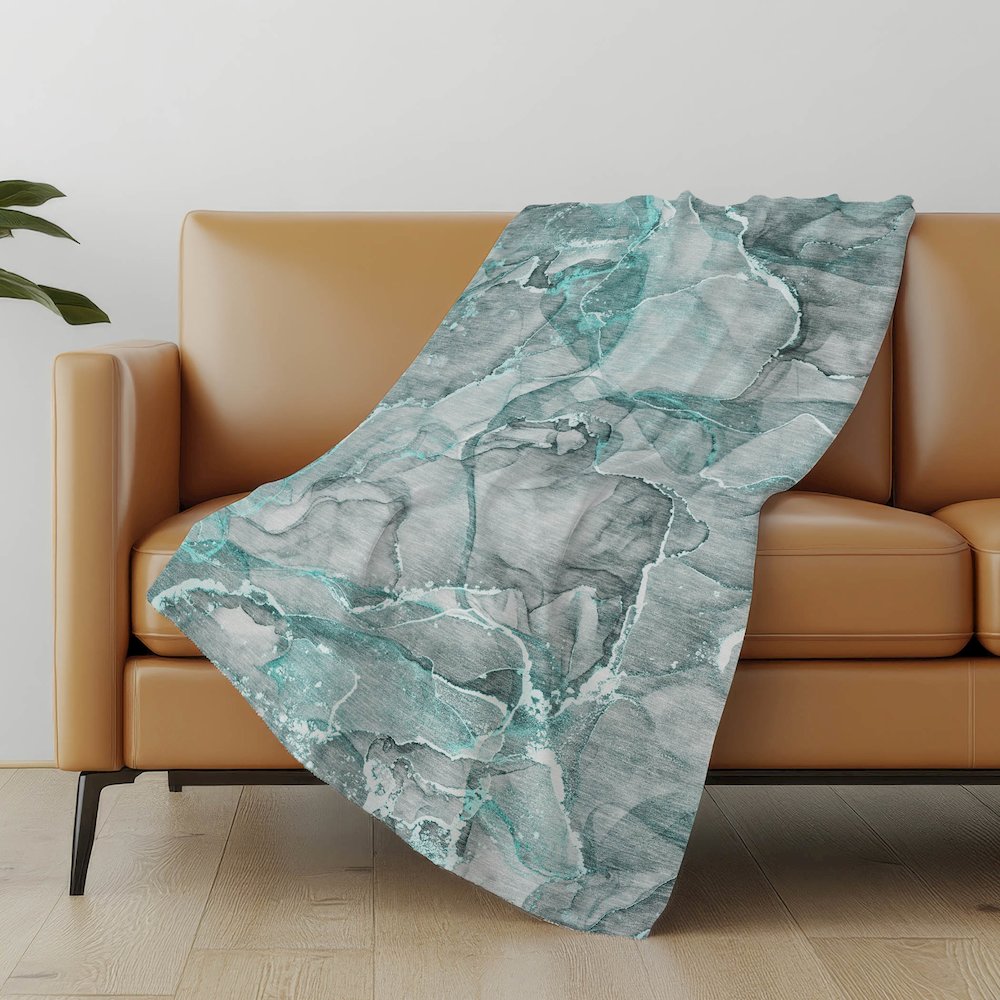 Premium Machine Washable ASB519 Teal 50" x 70" Sherpa Throw Blanket. Picture 5