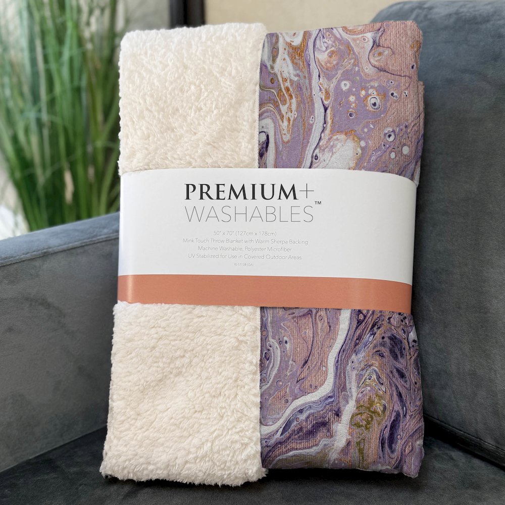 Premium Machine Washable ASB51 Taffy 50" x 70" Sherpa Throw Blanket. Picture 3
