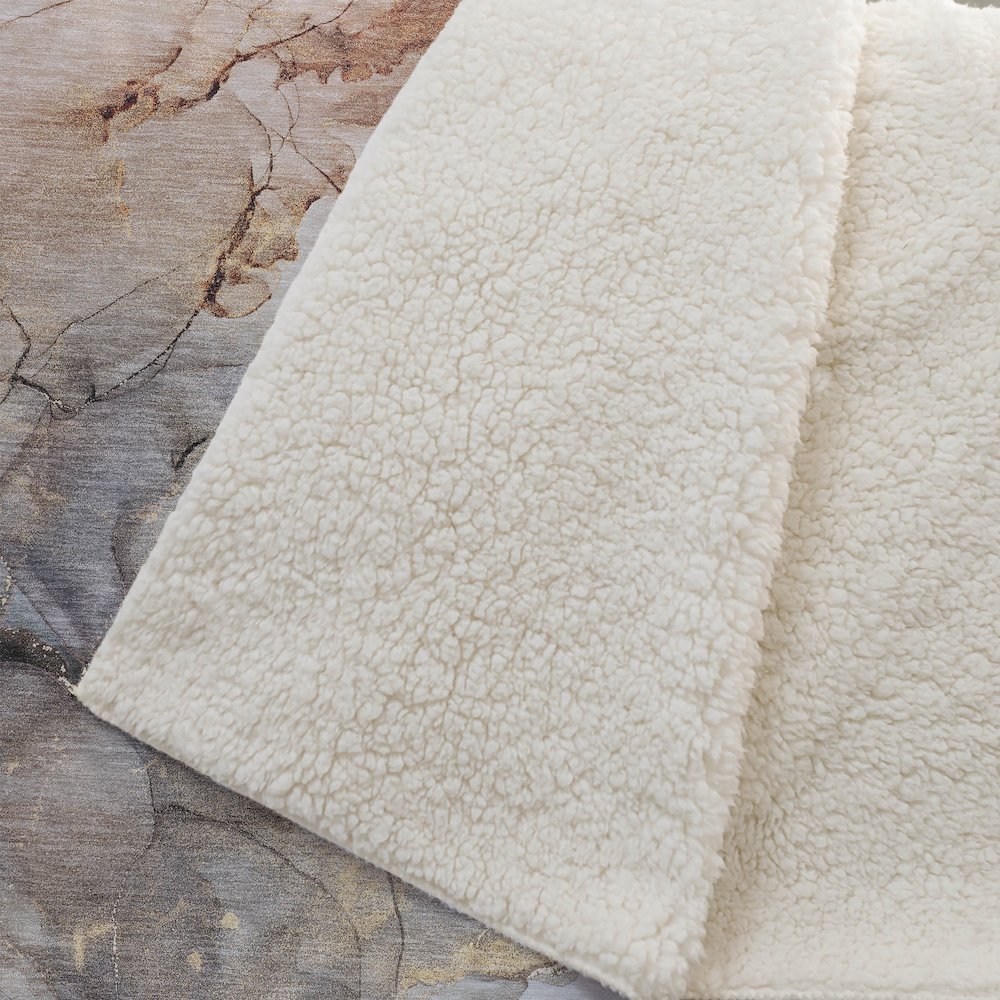 Premium Machine Washable ASB520 Beige 50" x 70" Sherpa Throw Blanket. Picture 2