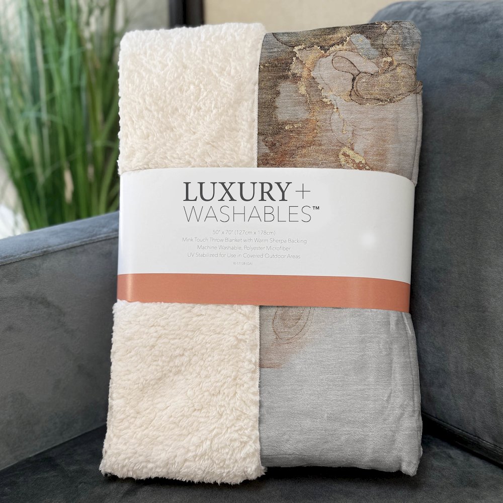 Premium Machine Washable ASB520 Beige 50" x 70" Sherpa Throw Blanket. Picture 3