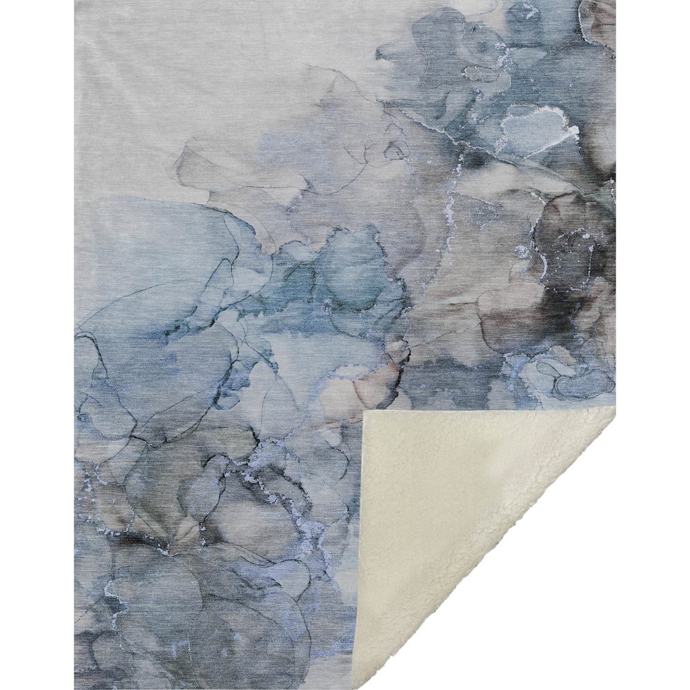 Premium Machine Washable ASB520 Blue 50" x 70" Sherpa Throw Blanket. Picture 1
