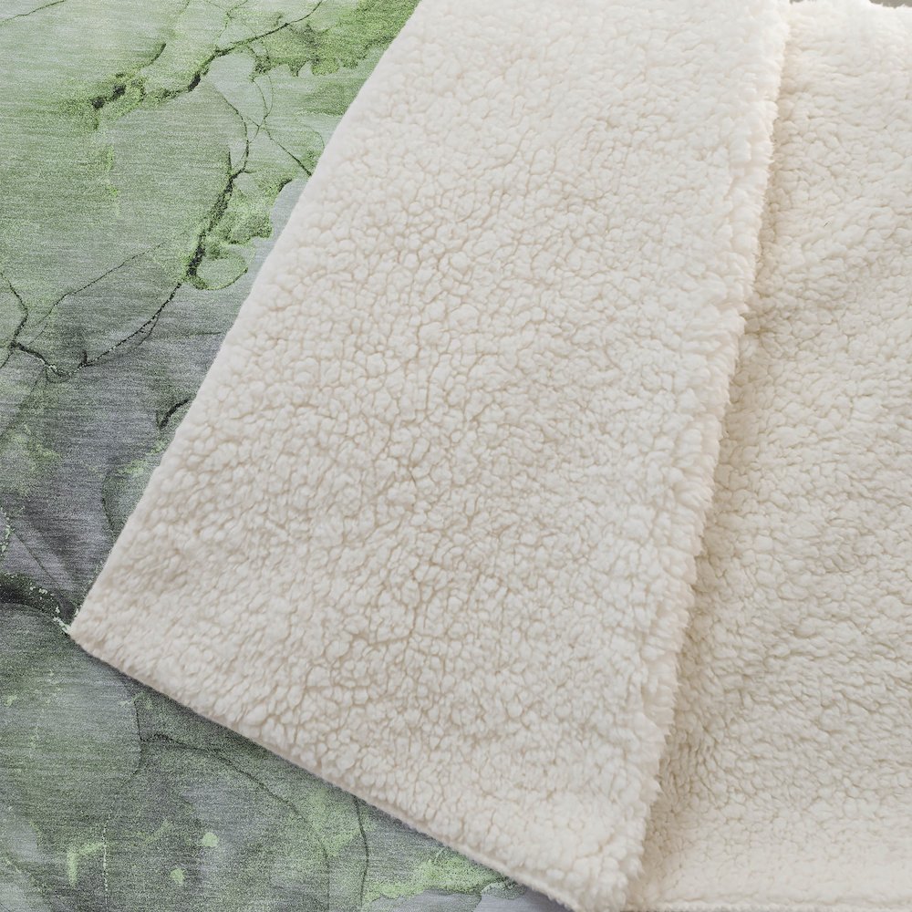 Premium Machine Washable ASB520 Green 50" x 70" Sherpa Throw Blanket. Picture 2