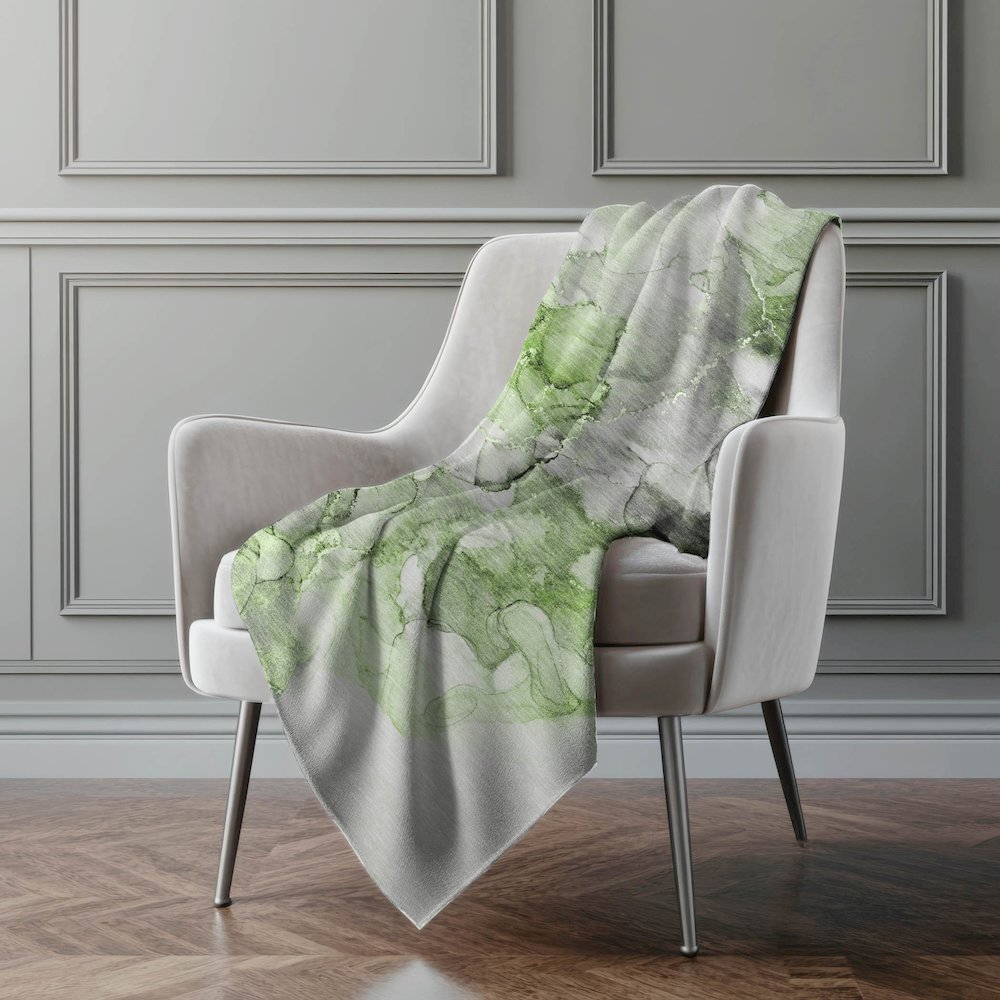 Premium Machine Washable ASB520 Green 50" x 70" Sherpa Throw Blanket. Picture 4