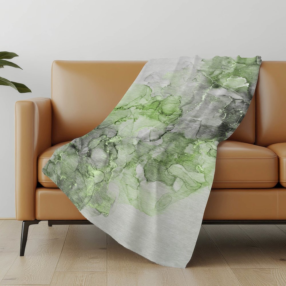 Premium Machine Washable ASB520 Green 50" x 70" Sherpa Throw Blanket. Picture 5