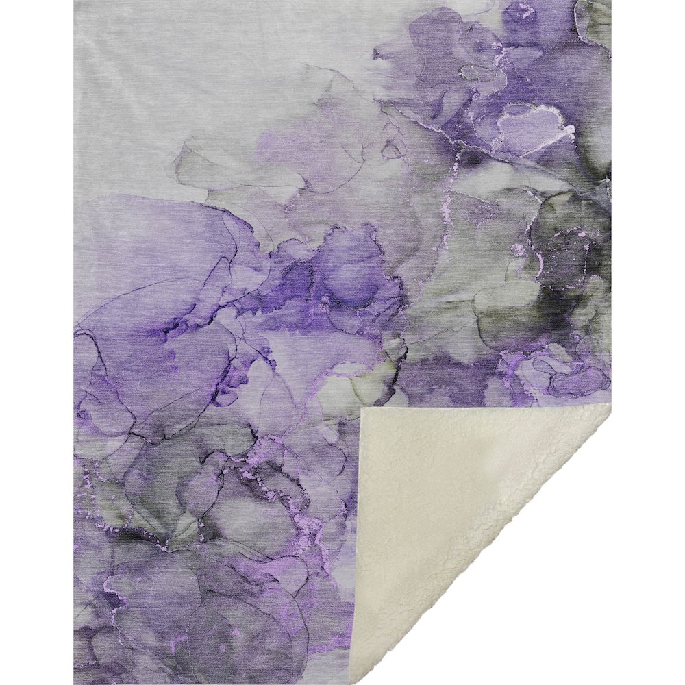 Premium Machine Washable ASB520 Purple 50" x 70" Sherpa Throw Blanket. Picture 1