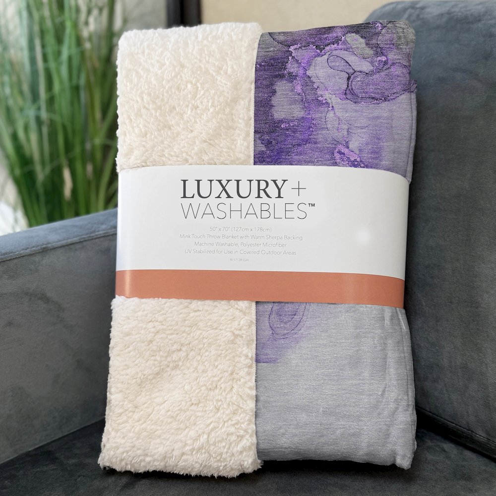Premium Machine Washable ASB520 Purple 50" x 70" Sherpa Throw Blanket. Picture 3