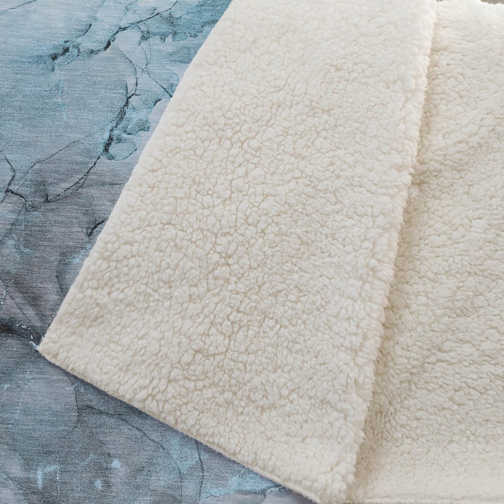 Premium Machine Washable ASB520 Teal 50" x 70" Sherpa Throw Blanket. Picture 2
