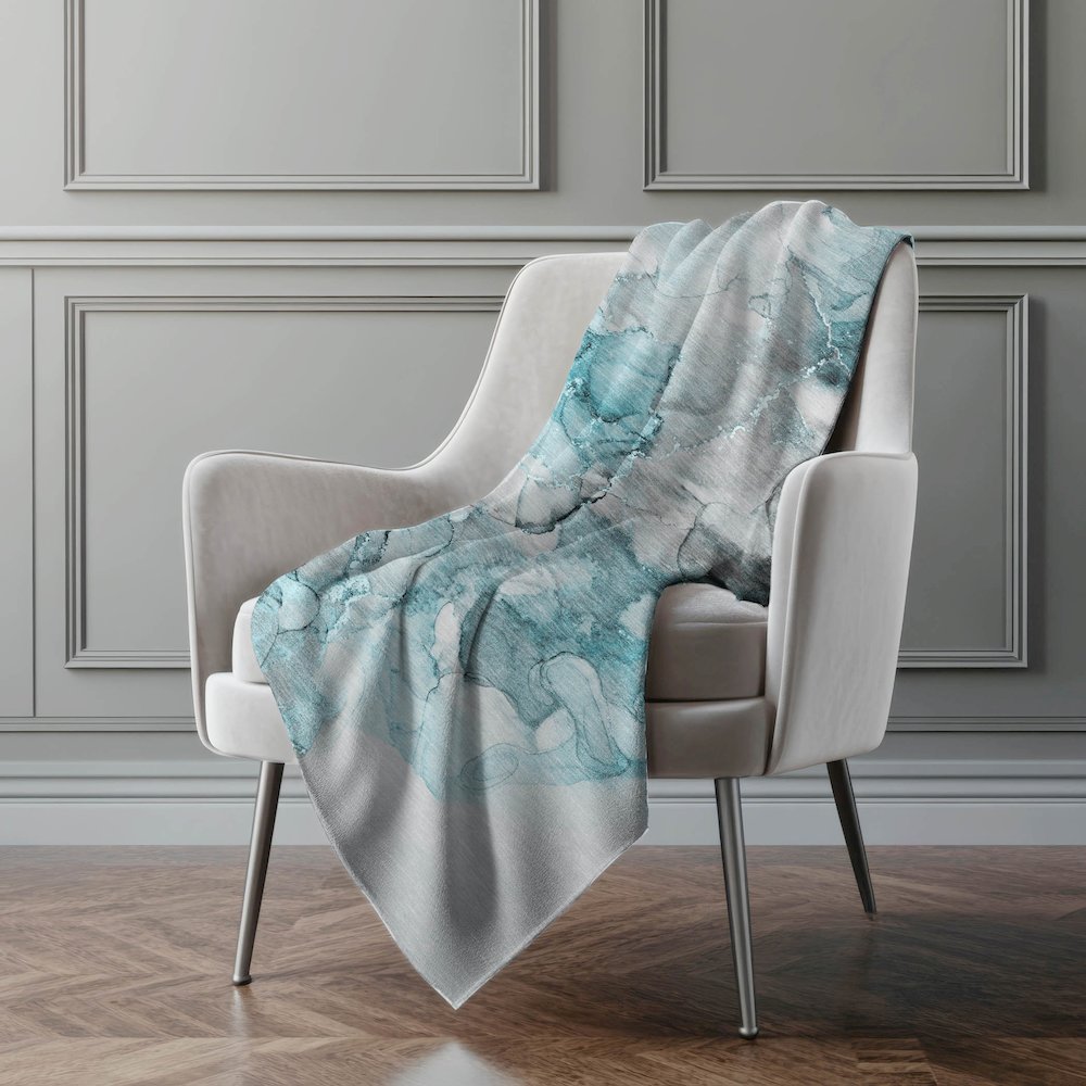 Premium Machine Washable ASB520 Teal 50" x 70" Sherpa Throw Blanket. Picture 4