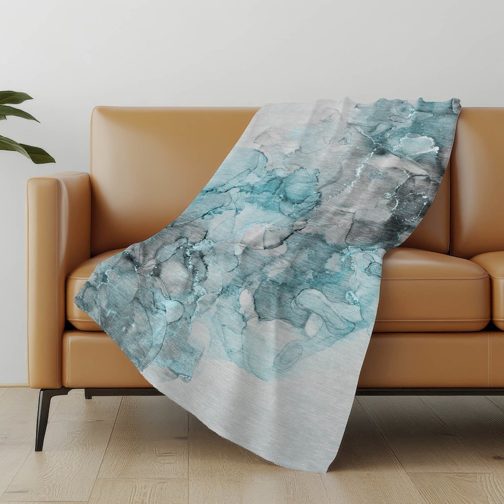 Premium Machine Washable ASB520 Teal 50" x 70" Sherpa Throw Blanket. Picture 5