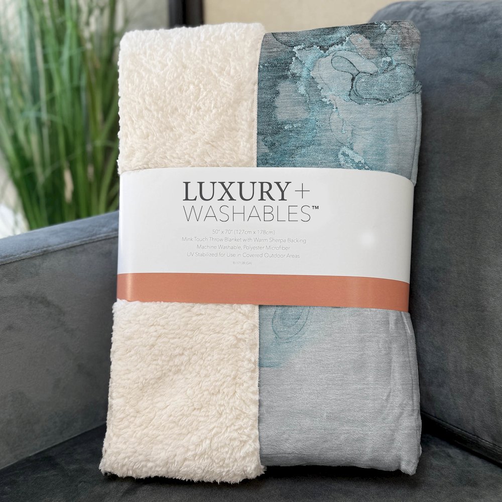 Premium Machine Washable ASB520 Teal 50" x 70" Sherpa Throw Blanket. Picture 3