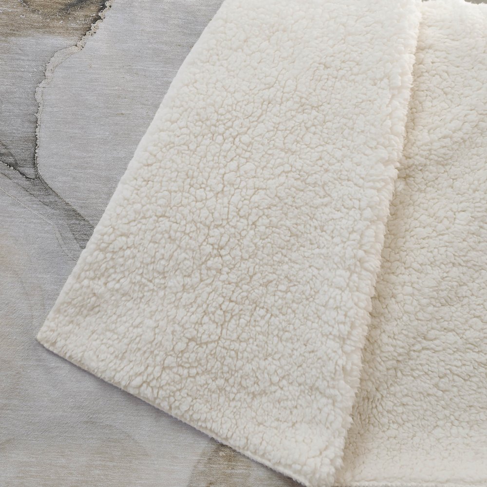 Premium Machine Washable ASB521 Beige 50" x 70" Sherpa Throw Blanket. Picture 2