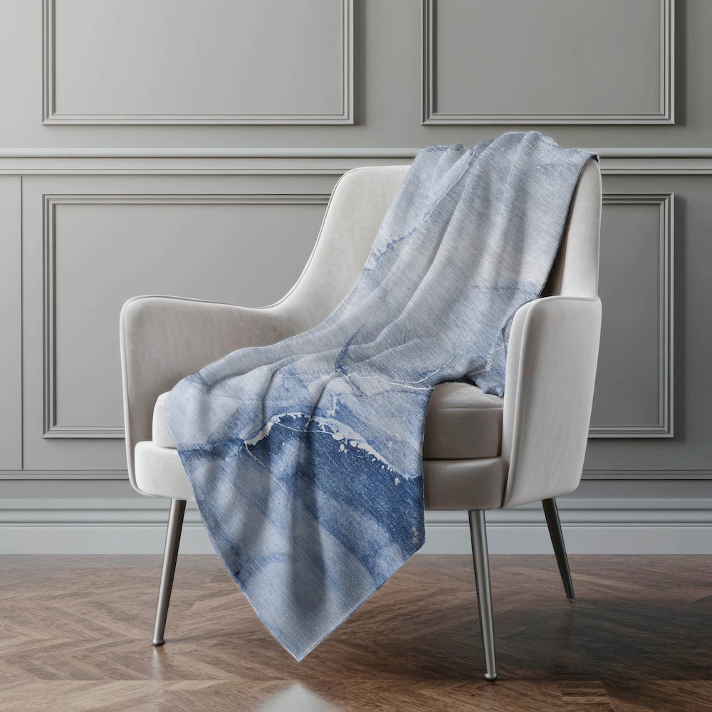 Premium Machine Washable ASB521 Blue 50" x 70" Sherpa Throw Blanket. Picture 4