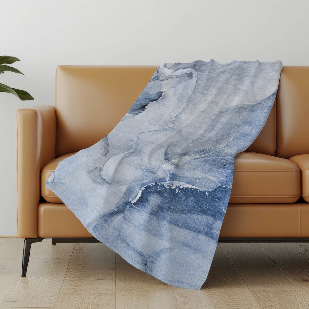 Premium Machine Washable ASB521 Blue 50" x 70" Sherpa Throw Blanket. Picture 5