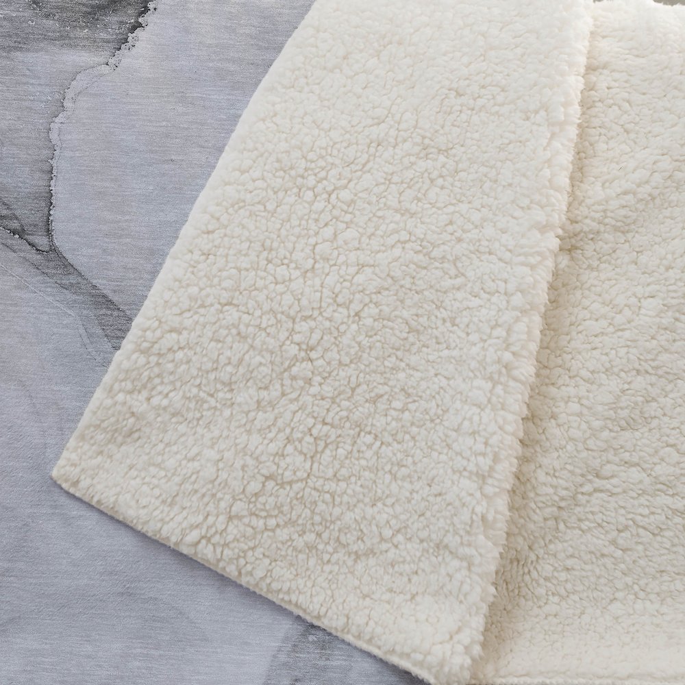 Premium Machine Washable ASB521 Gray 50" x 70" Sherpa Throw Blanket. Picture 2