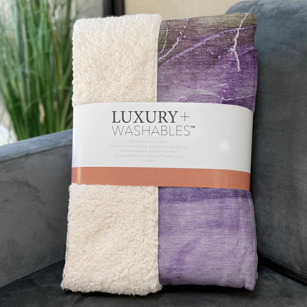 Premium Machine Washable ASB521 Purple 50" x 70" Sherpa Throw Blanket. Picture 3