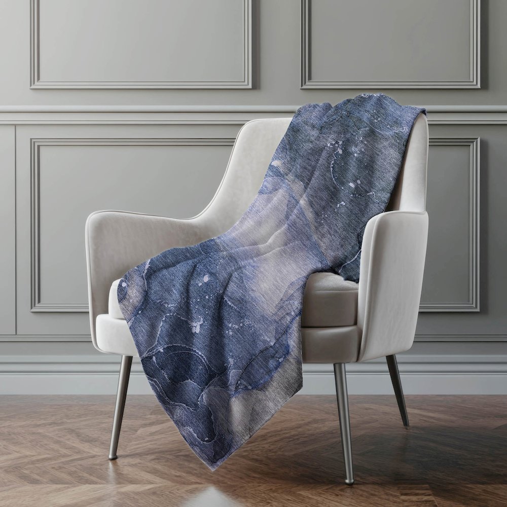 Premium Machine Washable ASB522 Blue 50" x 70" Sherpa Throw Blanket. Picture 4