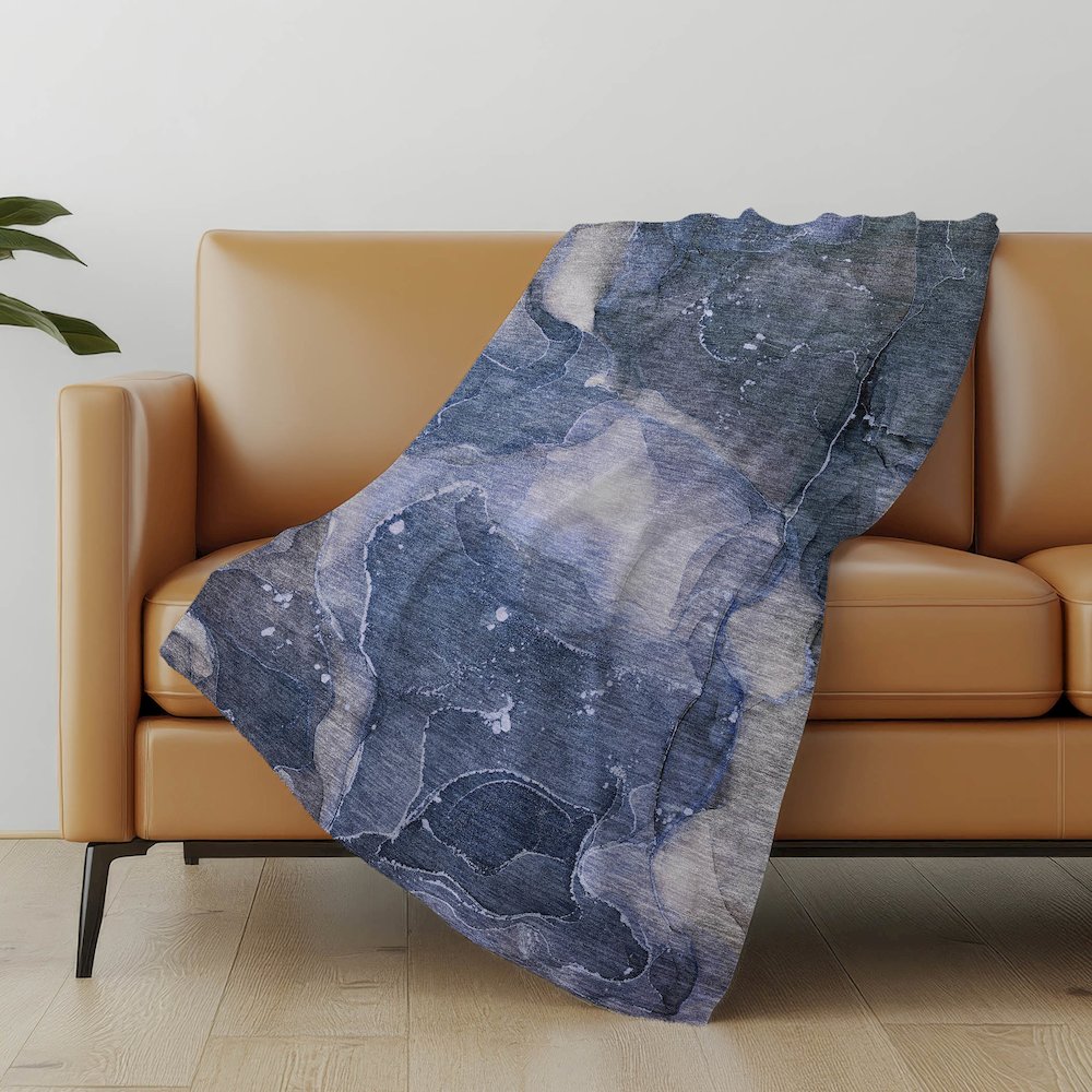 Premium Machine Washable ASB522 Blue 50" x 70" Sherpa Throw Blanket. Picture 5