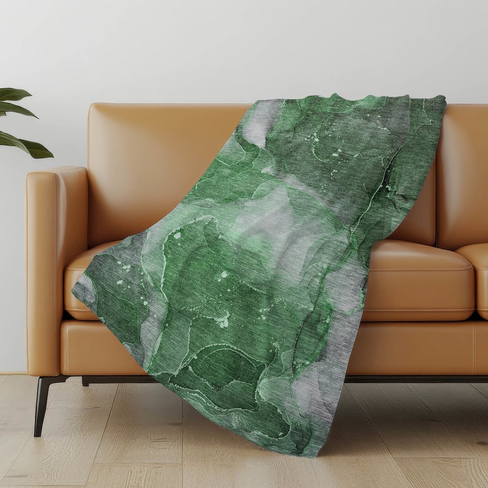 Premium Machine Washable ASB522 Emerald 50" x 70" Sherpa Throw Blanket. Picture 5
