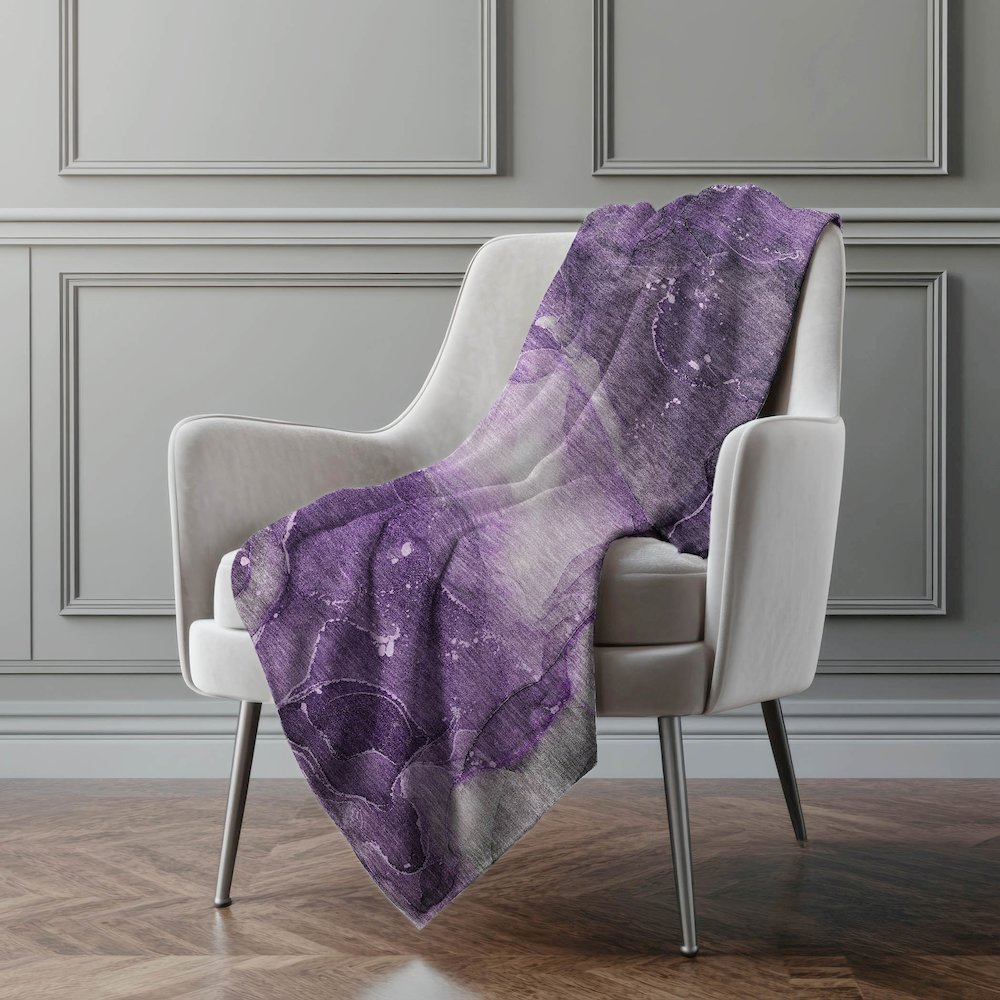 Premium Machine Washable ASB522 Purple 50" x 70" Sherpa Throw Blanket. Picture 4