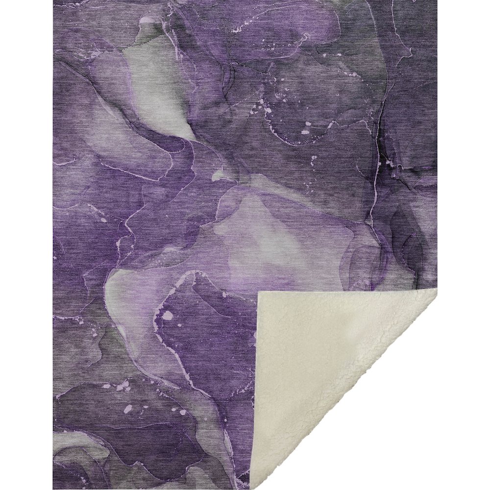 Premium Machine Washable ASB522 Purple 50" x 70" Sherpa Throw Blanket. Picture 1