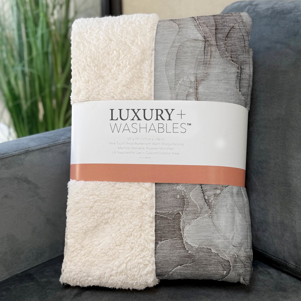 Premium Machine Washable ASB522 Taupe 50" x 70" Sherpa Throw Blanket. Picture 3