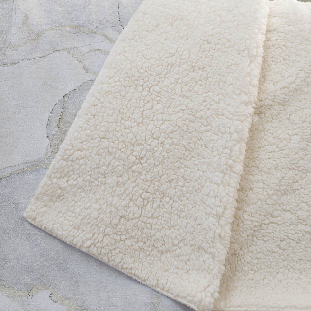Premium Machine Washable ASB523 Beige 50" x 70" Sherpa Throw Blanket. Picture 2
