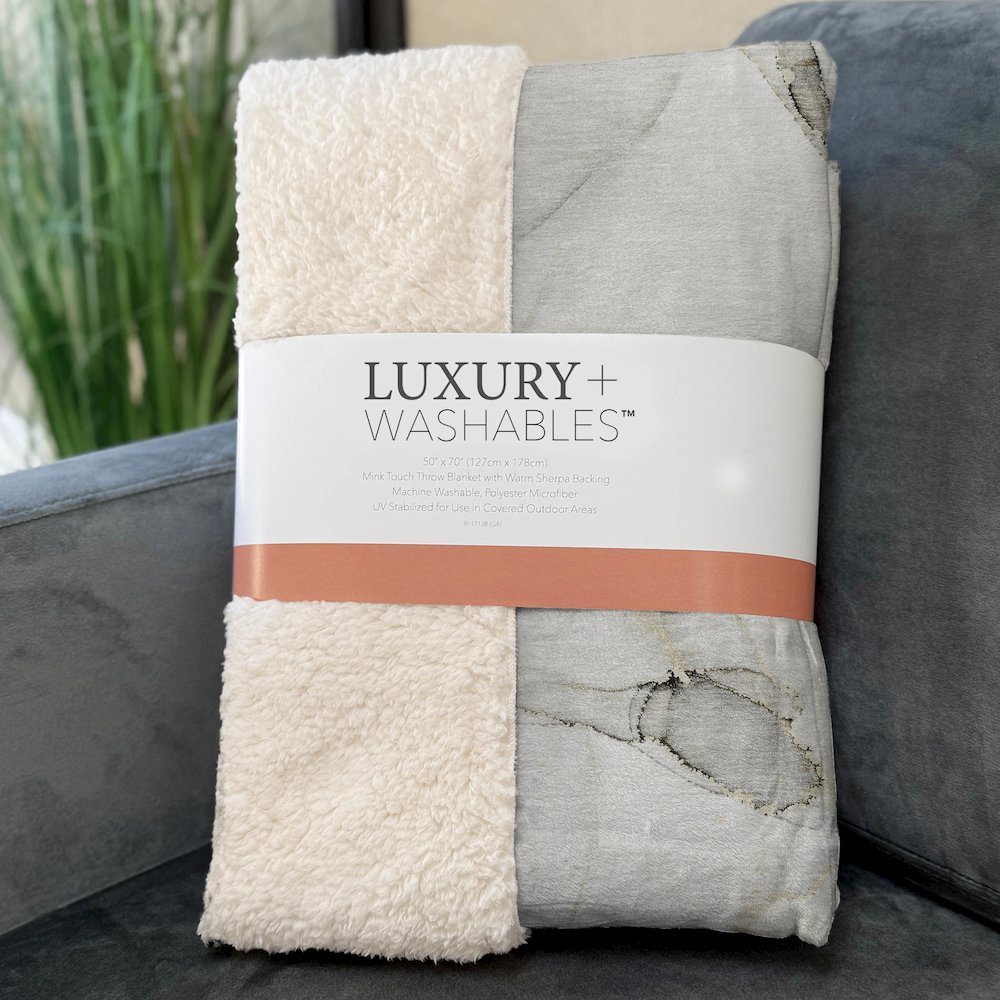 Premium Machine Washable ASB523 Beige 50" x 70" Sherpa Throw Blanket. Picture 3
