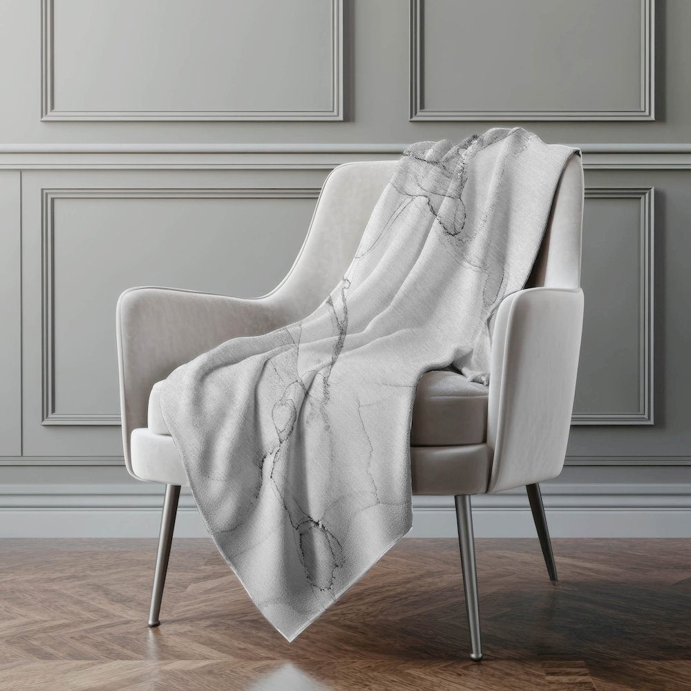 Premium Machine Washable ASB523 Silver 50" x 70" Sherpa Throw Blanket. Picture 4