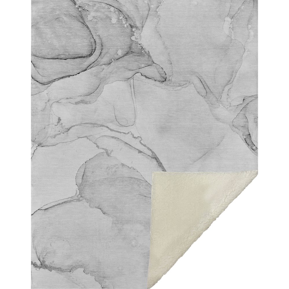 Premium Machine Washable ASB523 Silver 50" x 70" Sherpa Throw Blanket. Picture 1