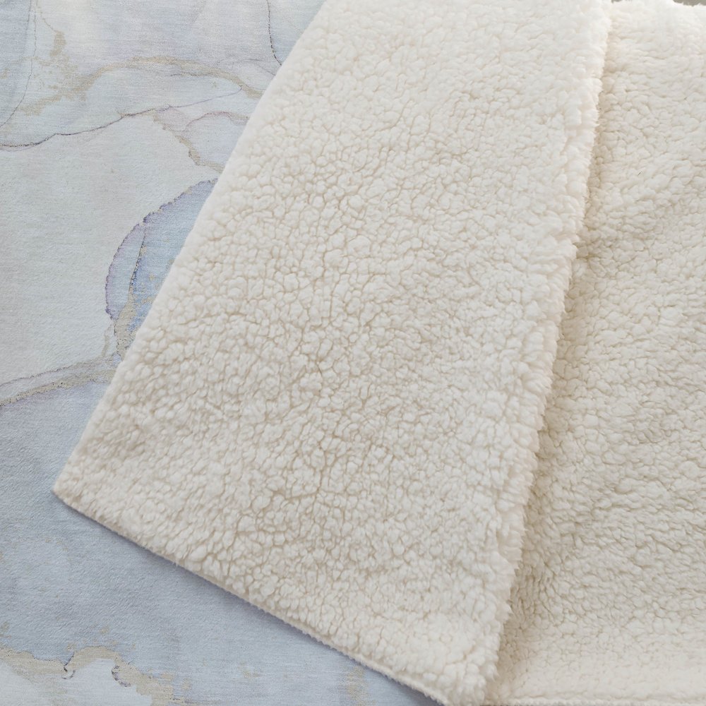 Premium Machine Washable ASB523 Sky 50" x 70" Sherpa Throw Blanket. Picture 2