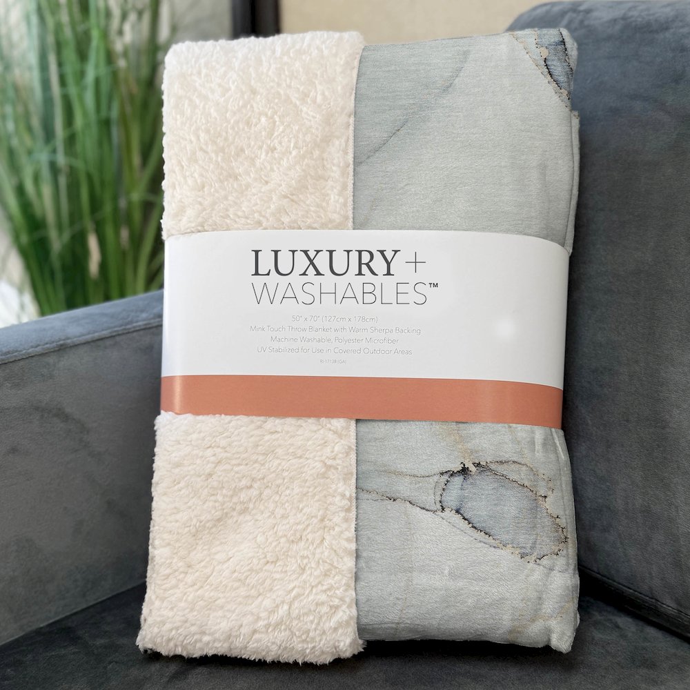 Premium Machine Washable ASB523 Sky 50" x 70" Sherpa Throw Blanket. Picture 3