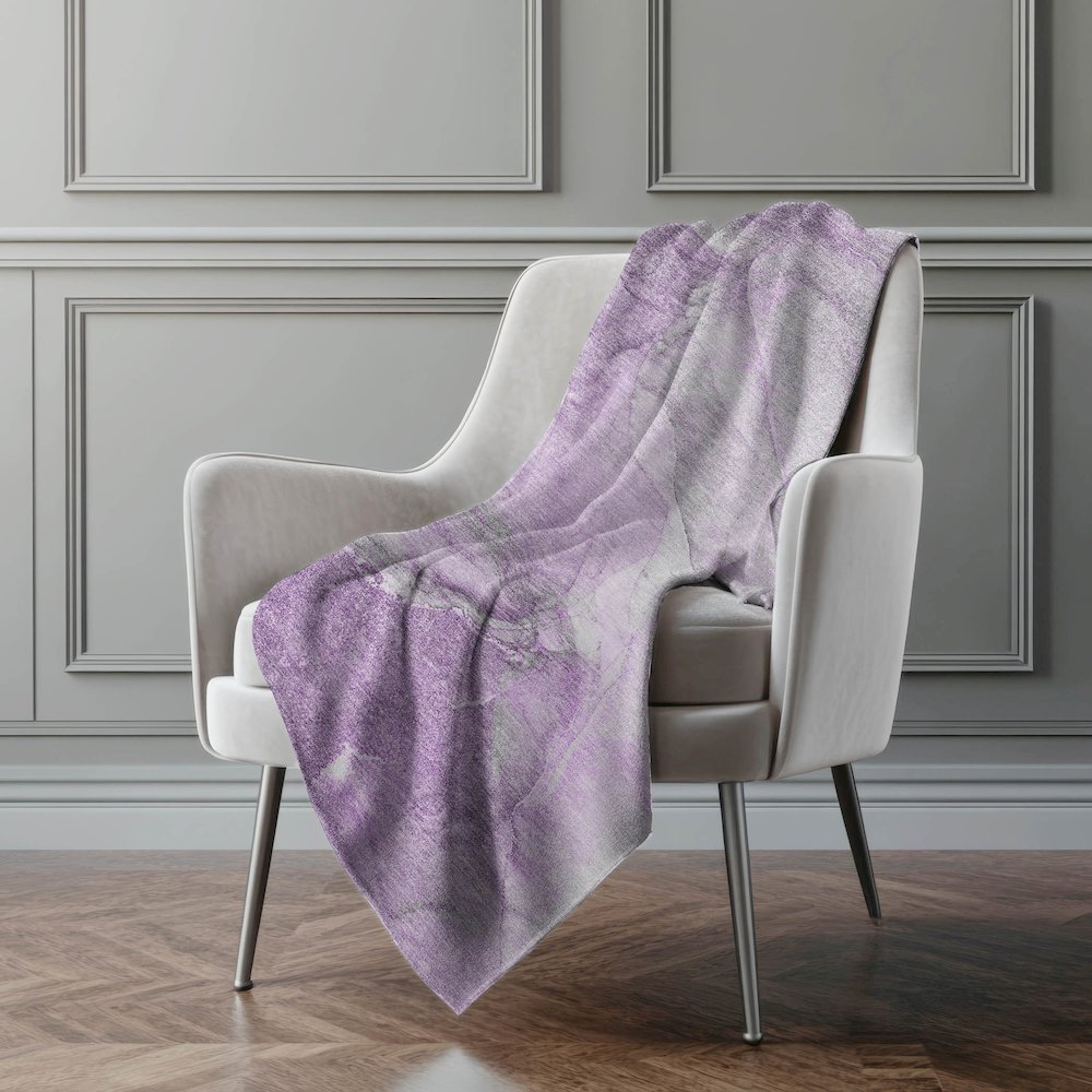 Premium Machine Washable ASB524 Lilac 50" x 70" Sherpa Throw Blanket. Picture 4