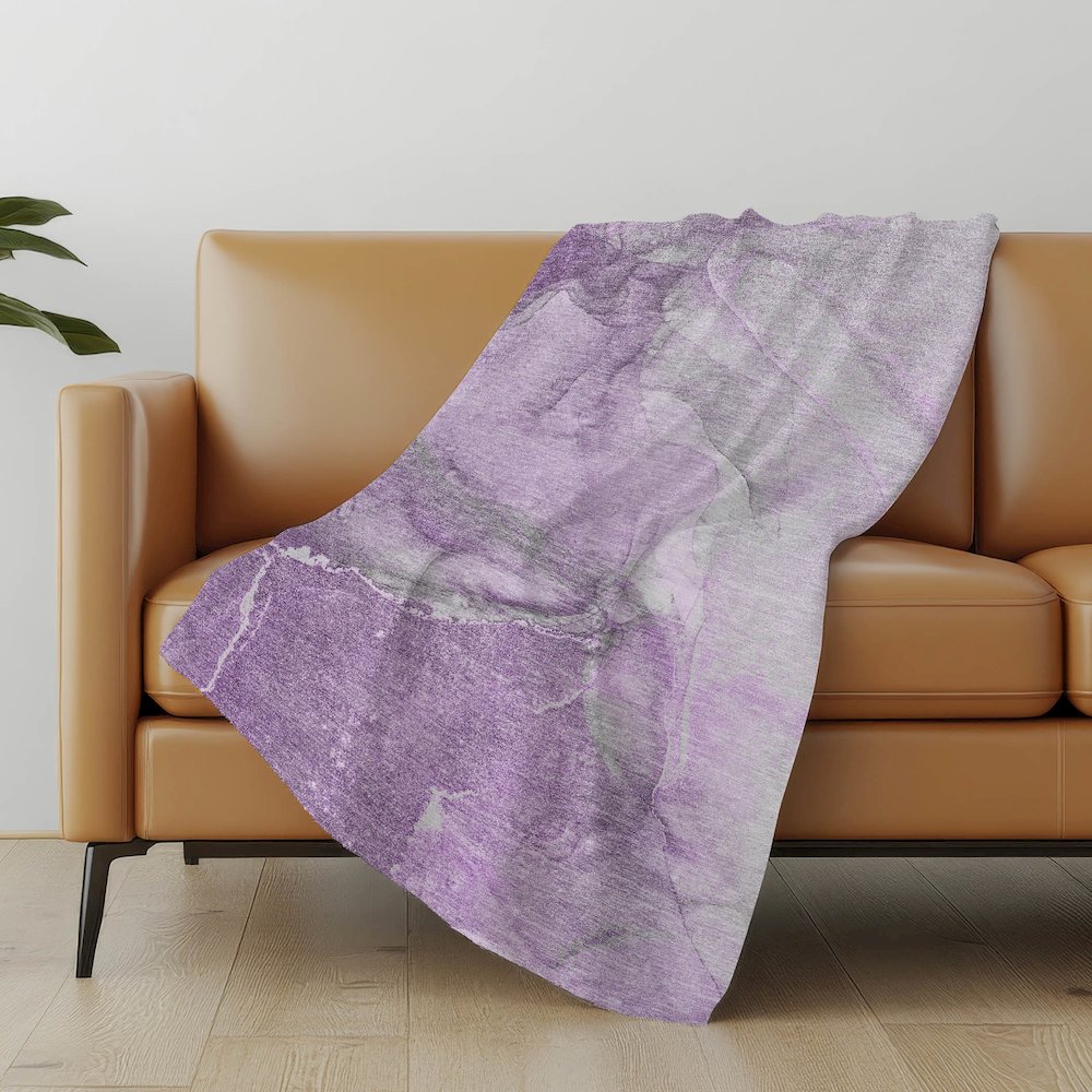 Premium Machine Washable ASB524 Lilac 50" x 70" Sherpa Throw Blanket. Picture 5
