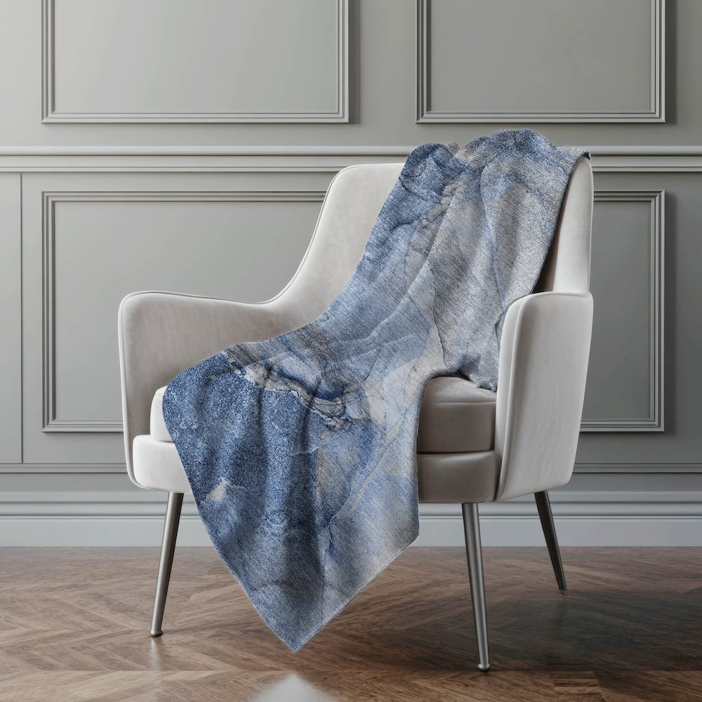 Premium Machine Washable ASB524 Navy 50" x 70" Sherpa Throw Blanket. Picture 4