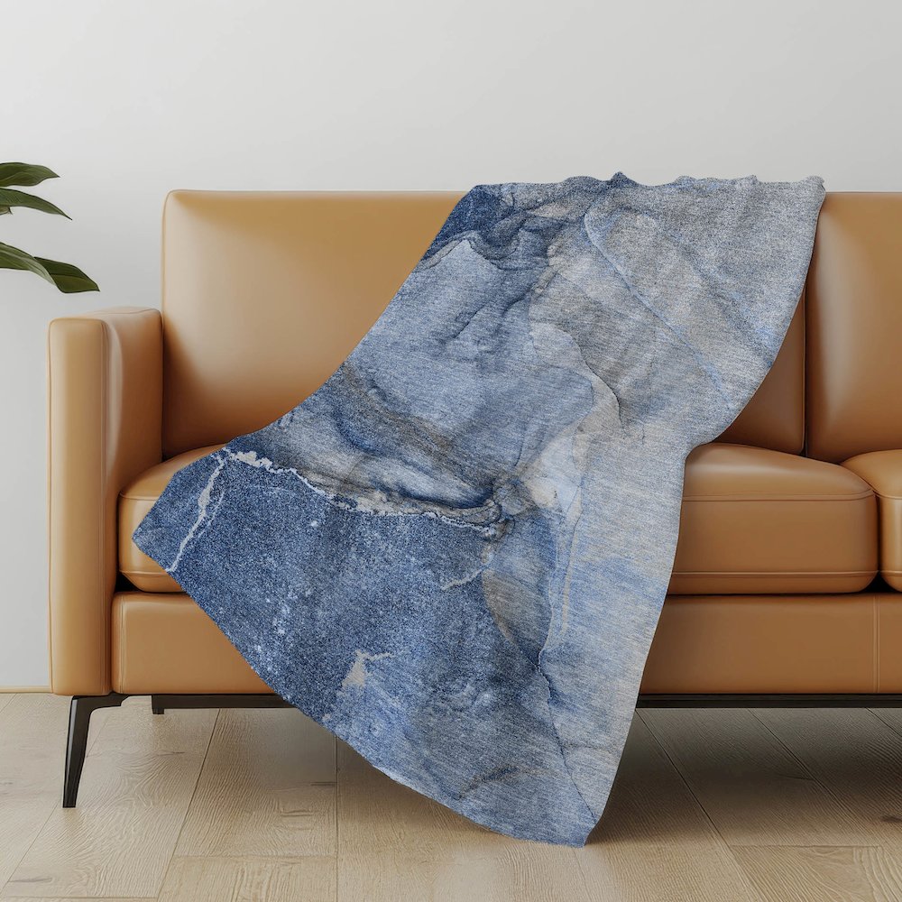 Premium Machine Washable ASB524 Navy 50" x 70" Sherpa Throw Blanket. Picture 5