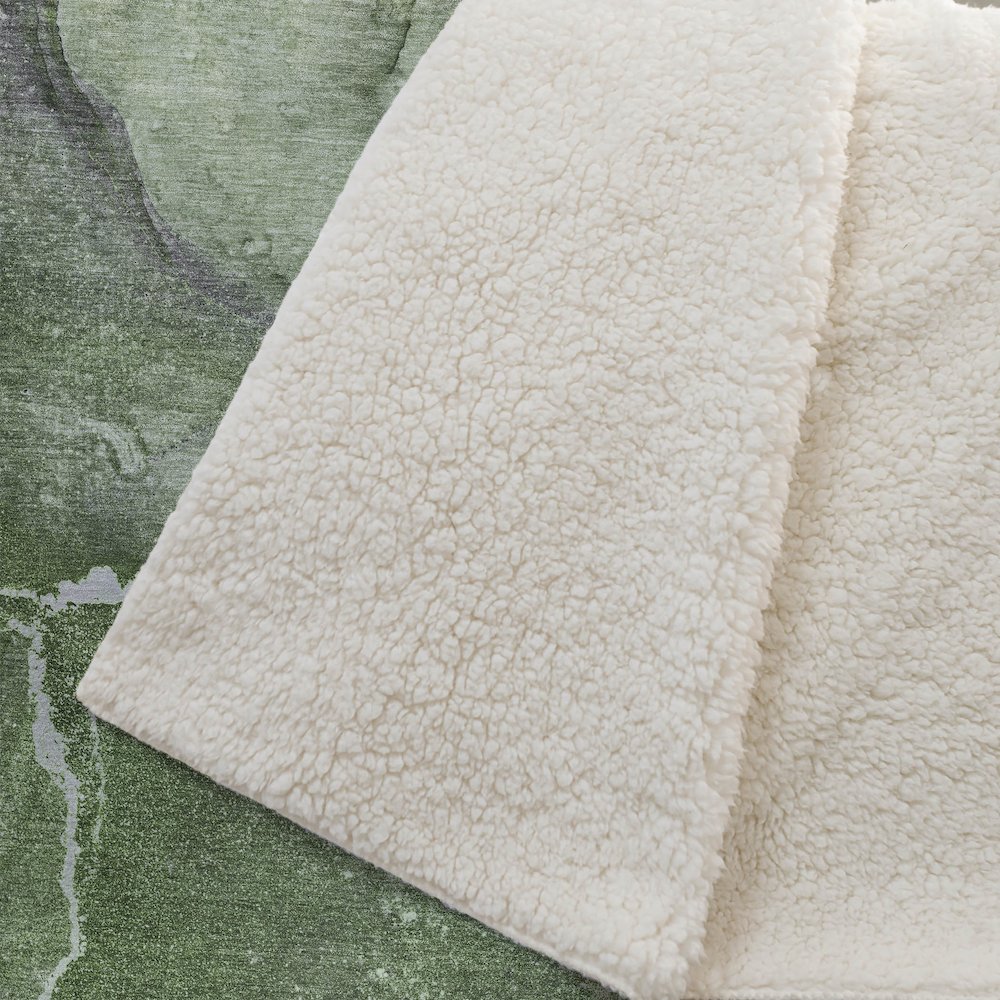 Premium Machine Washable ASB524 Olive 50" x 70" Sherpa Throw Blanket. Picture 2