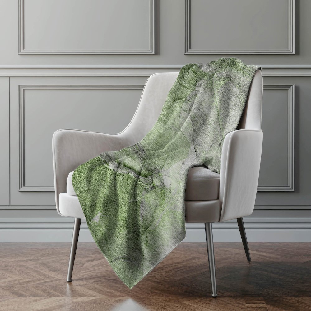 Premium Machine Washable ASB524 Olive 50" x 70" Sherpa Throw Blanket. Picture 4