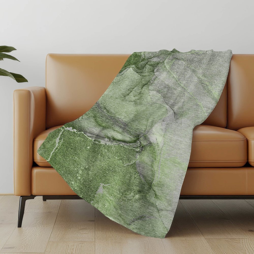 Premium Machine Washable ASB524 Olive 50" x 70" Sherpa Throw Blanket. Picture 5